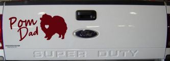 Pomeranian Pom Dad Dog Car or Truck Window Vinyl Decal Sticker (Purple Red)