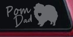 Pomeranian Pom Dad Dog Car or Truck Window Vinyl Decal Sticker (Silver)