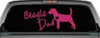 Beagle Dad Dog with Heart Car or Truck Window Decal Sticker (Hot Pink)