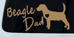 Beagle Dad Dog with Heart Car or Truck Window Decal Sticker (Light Brown)