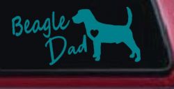 Beagle Dad Dog with Heart Car or Truck Window Vinyl Decal Sticker (Turquoise Blue)