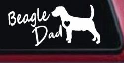 Beagle Dad Dog with Heart Car or Truck Window Decal Sticker
