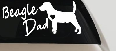 Beagle Dad Dog with Heart Car or Truck Window Vinyl Decal Sticker