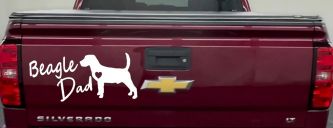 Beagle Dad Dog with Heart Car or Truck Window Decal Sticker (White)