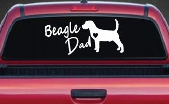 Beagle Dad Dog with Heart Car or Truck Window Decal Sticker