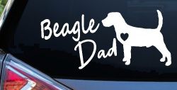 Beagle Dad Dog with Heart Car or Truck Window Decal Sticker