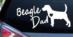 Beagle Dad Dog with Heart Car or Truck Window Decal Sticker