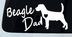 Beagle Dad Dog with Heart Car or Truck Window Decal Sticker