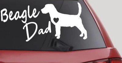 Beagle Dad Dog with Heart Car or Truck Window Vinyl Decal Sticker