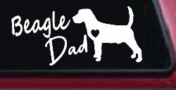 Beagle Dad Dog with Heart Car or Truck Window Decal Sticker