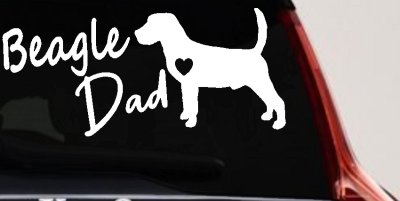 Beagle Dad Dog with Heart Car or Truck Window Vinyl Decal Sticker
