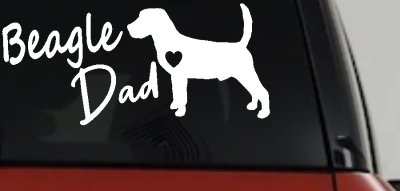 Beagle Dad Dog with Heart Car or Truck Window Vinyl Decal Sticker