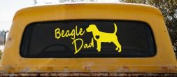 Beagle Dad Dog with Heart Car or Truck Window Vinyl Decal Sticker (Yellow)