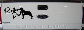 Rottie Dad Rottweiler Dog with Heart Car or Truck Window Decal Sticker (Black)