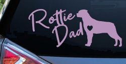 Rottie Dad Rottweiler Dog with Heart Car or Truck Window Decal Sticker (Lilac)