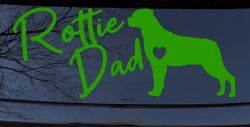 Rottie Dad Rottweiler Dog with Heart Car or Truck Window Decal Sticker (Lime)