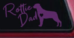 Rottie Dad Rottweiler Dog with Heart Car or Truck Window Decal Sticker (Violet)