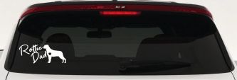 Rottie Dad Rottweiler Dog with Heart Car or Truck Window Decal Sticker (White)