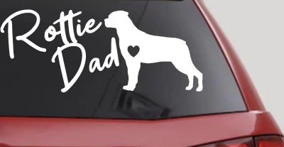 Rottie Dad Rottweiler Dog with Heart Car or Truck Window Vinyl Decal Sticker