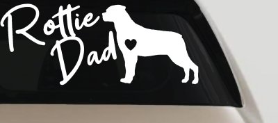 Rottie Dad Rottweiler Dog with Heart Car or Truck Window Vinyl Decal Sticker