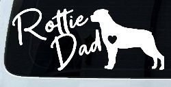 Rottie Dad Rottweiler Dog with Heart Car or Truck Window Decal Sticker