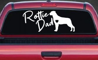 Rottie Dad Rottweiler Dog with Heart Car or Truck Window Decal Sticker