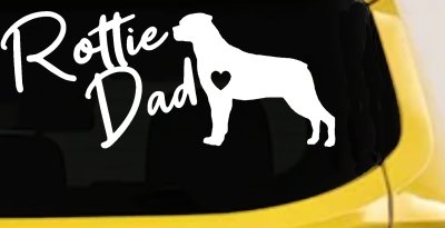 Rottie Dad Rottweiler Dog with Heart Car or Truck Window Vinyl Decal Sticker