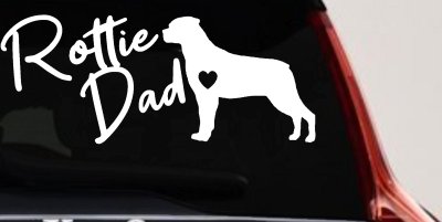 Rottie Dad Rottweiler Dog with Heart Car or Truck Window Vinyl Decal Sticker