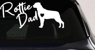Rottie Dad Rottweiler Dog with Heart Car or Truck Window Vinyl Decal Sticker