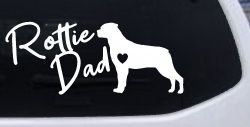 Rottie Dad Rottweiler Dog with Heart Car or Truck Window Decal Sticker