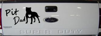 Pit Bull Pitbull Dad Dog with Heart Car or Truck Window Decal Sticker (Black)