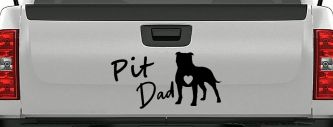 Pit Bull Pitbull Dad Dog with Heart Car or Truck Window Decal Sticker (Black)
