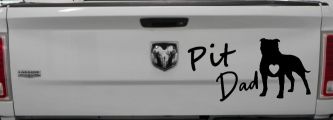 Pit Bull Pitbull Dad Dog with Heart Car or Truck Window Decal Sticker (Black)