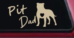Pit Bull Pitbull Dad Dog with Heart Car or Truck Window Decal Sticker (Desert Sand)