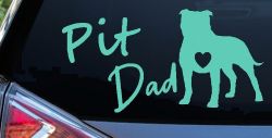 Pit Bull Pitbull Dad Dog with Heart Car or Truck Window Decal Sticker (Mint)