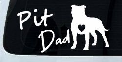 Pit Bull Pitbull Dad Dog with Heart Car or Truck Window Decal Sticker