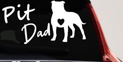 Pit Bull Pitbull Dad Dog with Heart Car or Truck Window Vinyl Decal Sticker