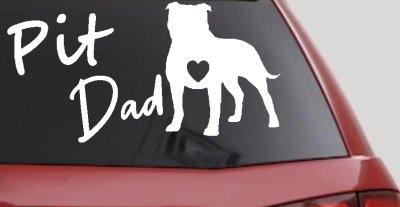 Pit Bull Pitbull Dad Dog with Heart Car or Truck Window Vinyl Decal Sticker