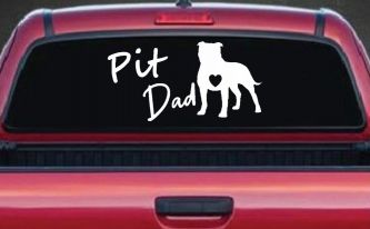 Pit Bull Pitbull Dad Dog with Heart Car or Truck Window Decal Sticker