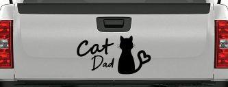 Cat Dad with Heart Car or Truck Window Vinyl Decal Sticker (Black)