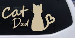 Cat Dad with Heart Car or Truck Window Vinyl Decal Sticker (Desert Sand)