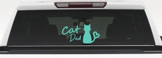 Cat Dad with Heart Car or Truck Window Vinyl Decal Sticker (Mint)