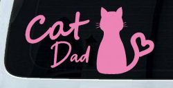 Cat Dad with Heart Car or Truck Window Decal Sticker (Pink)