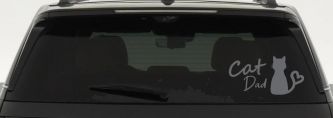 Cat Dad with Heart Car or Truck Window Decal Sticker (Silver)