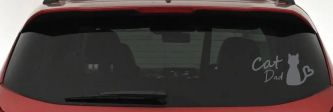 Cat Dad with Heart Car or Truck Window Vinyl Decal Sticker (Silver)