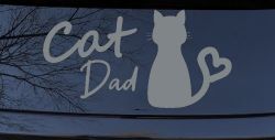 Cat Dad with Heart Car or Truck Window Decal Sticker (Telegrey)