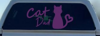 Cat Dad with Heart Car or Truck Window Decal Sticker (Violet)