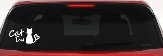 Cat Dad with Heart Car or Truck Window Vinyl Decal Sticker (White)