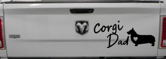 Corgi Dad Dog with Heart Car or Truck Window Decal Sticker (Black)