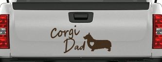 Corgi Dad Dog with Heart Car or Truck Window Decal Sticker (Brown)